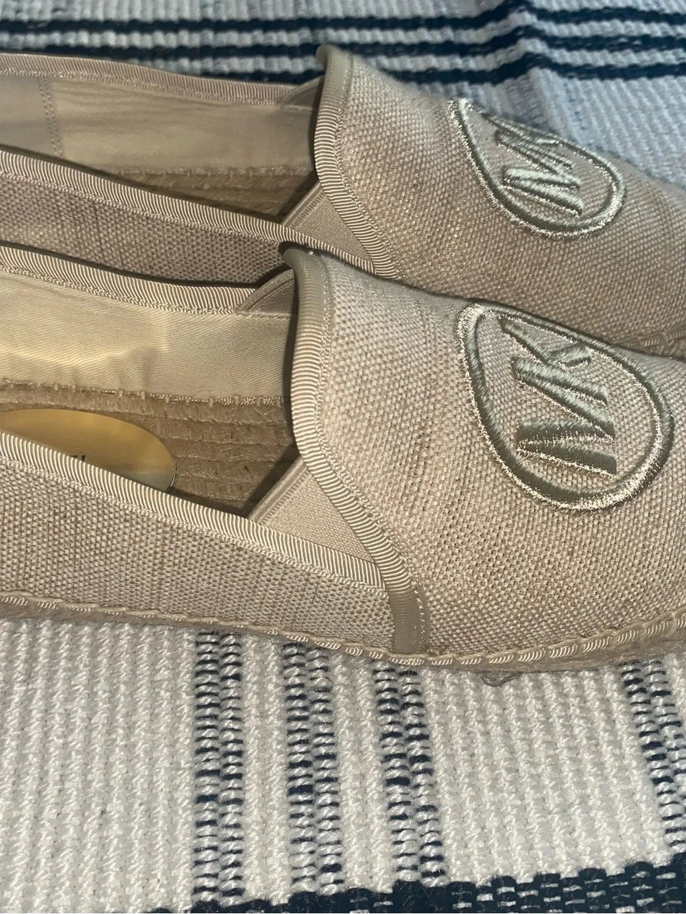 Michael Kors Natural Beige MK Embroidered Espadrilles